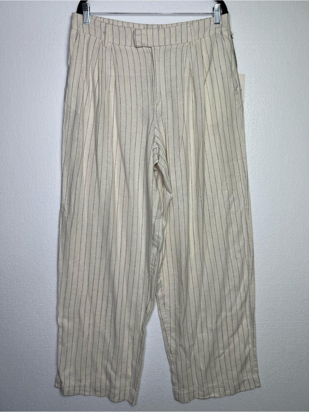 A New Day Pants Size 12 Wide-Leg Ivory Striped NWT